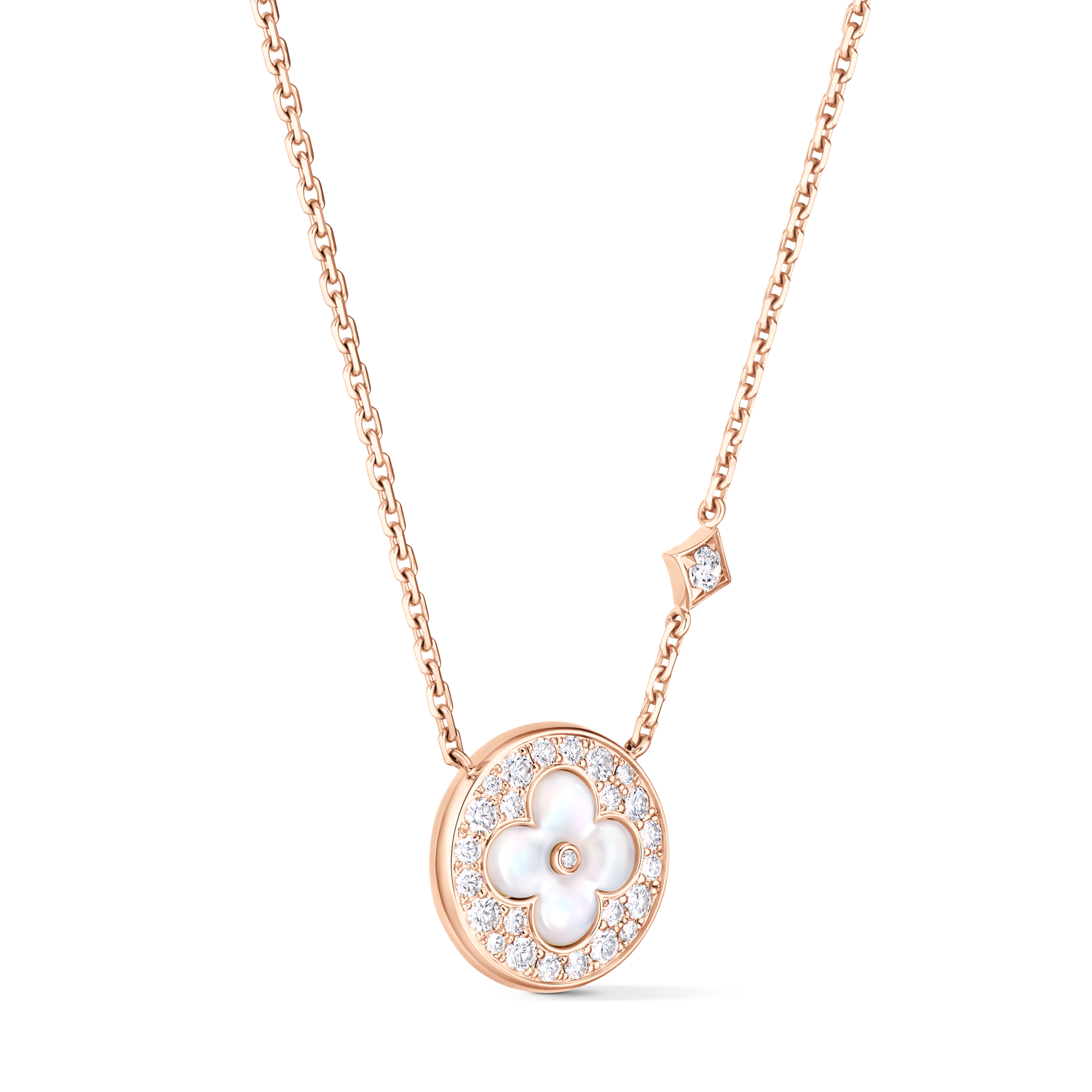 Color Blossom M Sun Pendant, Pink Gold, White Mother-of-Pearl and